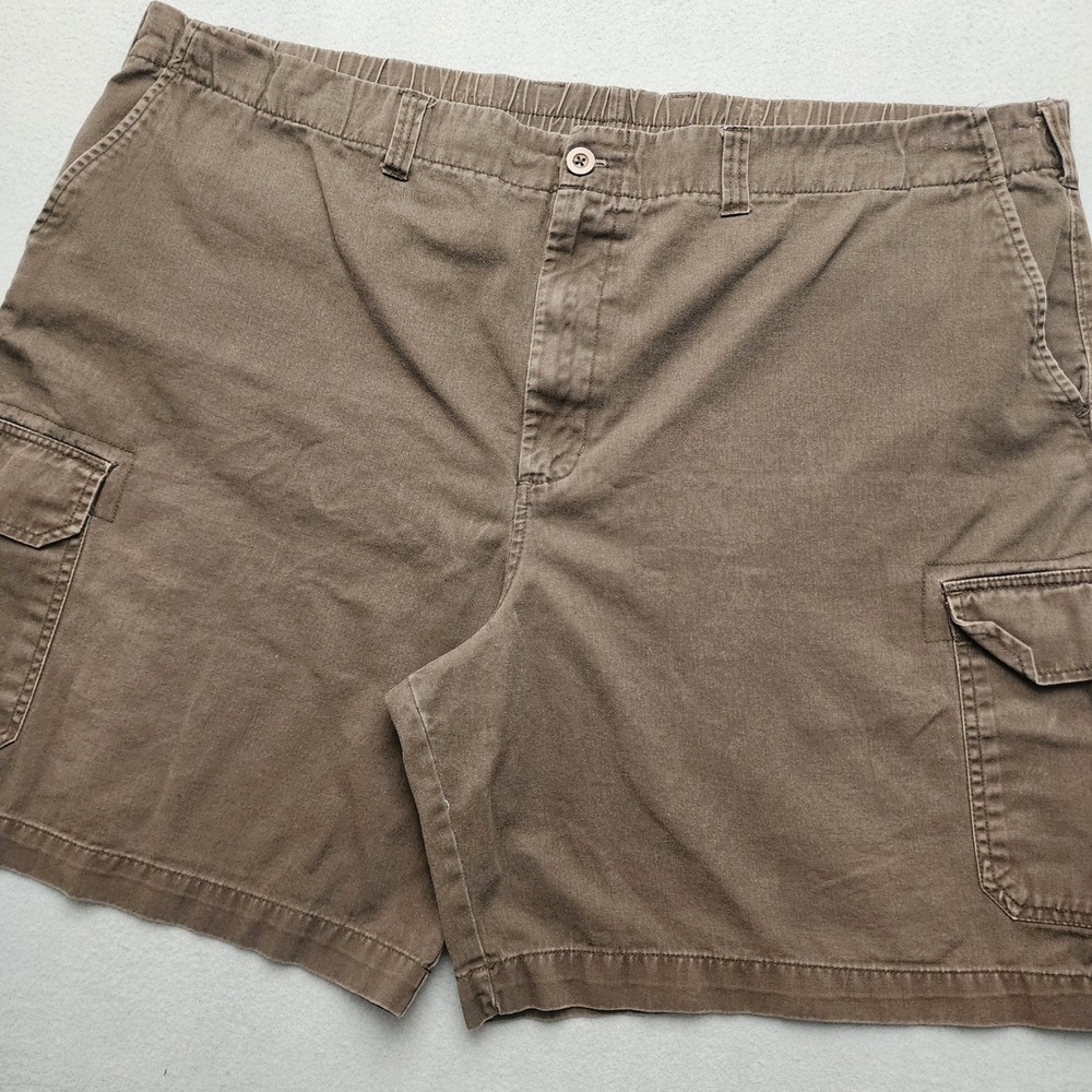 Cherokee Men's Cargo Shorts XXL Brown Elastic Waist Utility Hiking Casual